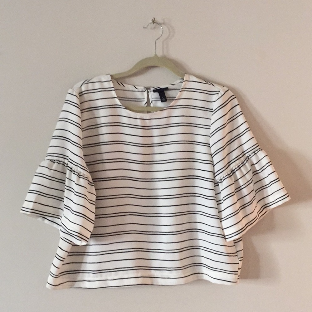 Striped bell sleeve blouse